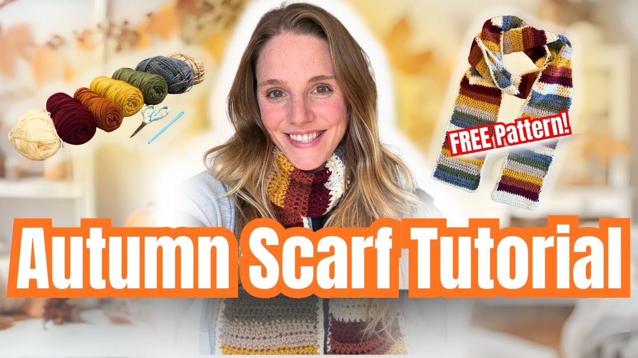 Beginner Crochet Scarf Tutorial &ndash; Cozy Autumn Scarf with FREE Pattern!