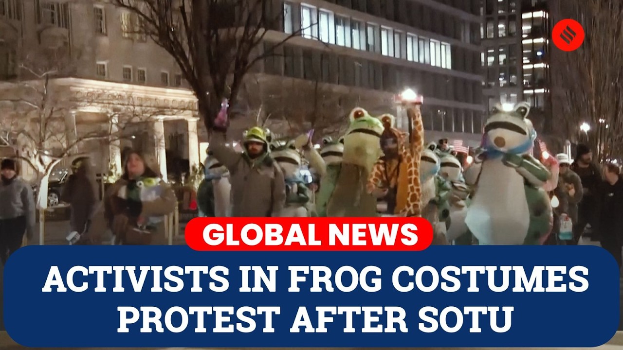 SOTU 2026: Activists in Frog Costumes Rally Near White House After Trump’s State of the Union