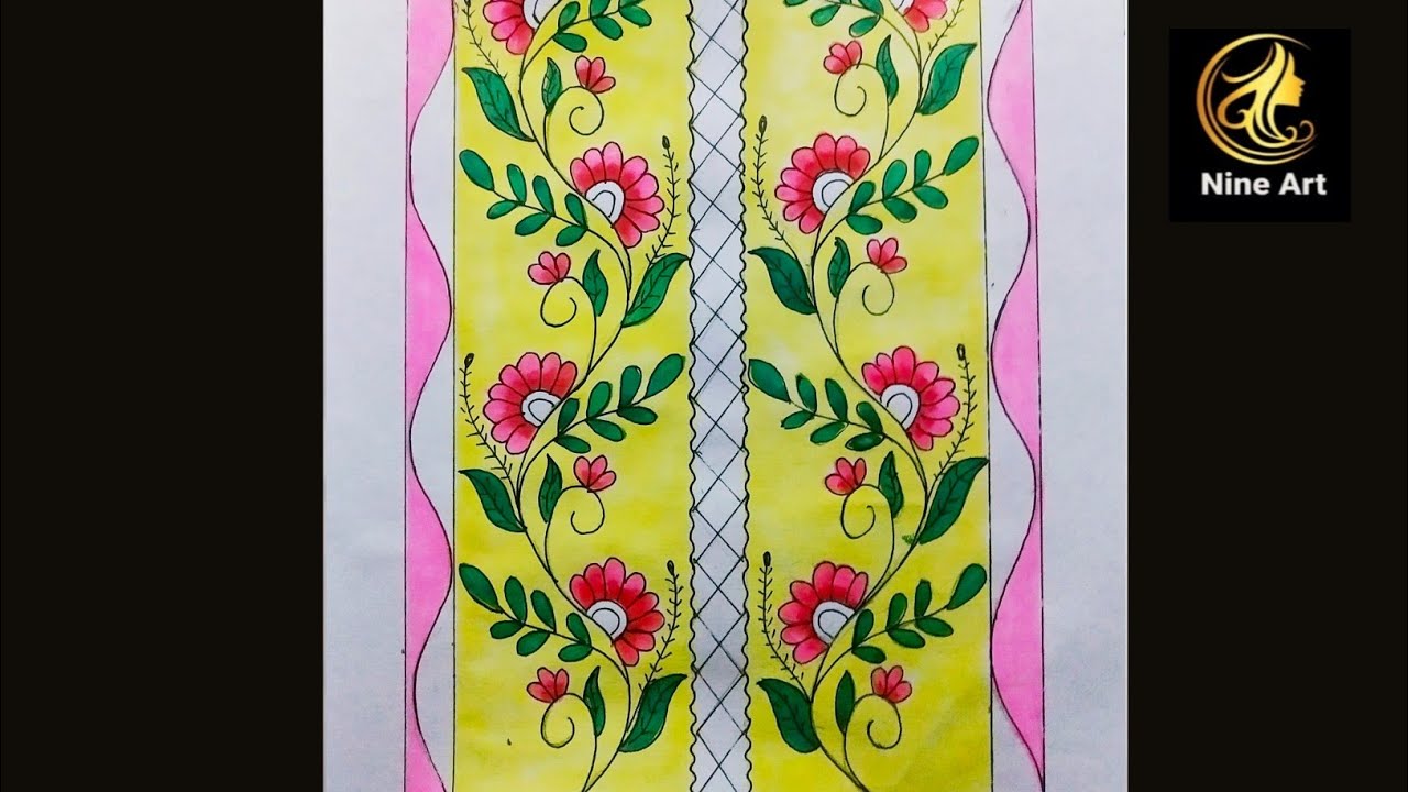 How to painting with drawing a suitable pattern for a door curtain.//
