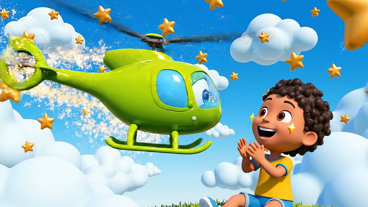 Four Little Toy Helicopters Chop Chop Chop | Nursery Rhymes for Kids & Baby Songs