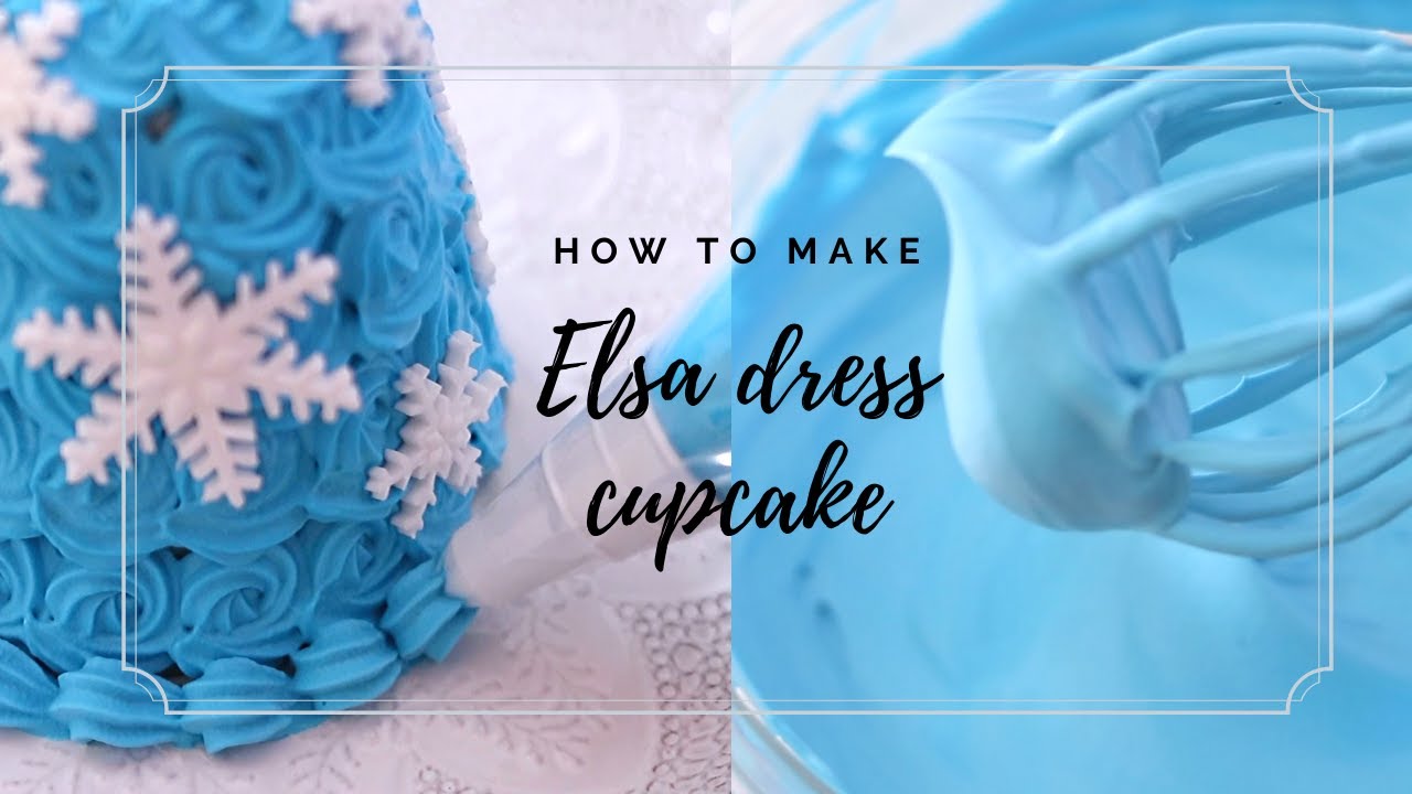 【ドールカップケーキ】生クリームのたて方からゆっくり解説【エルサ 】 / How to make Elsa dress cupcake!