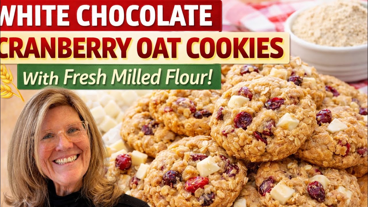 Fresh Milled Flour White Chocolate Cranberry Oat Cookies