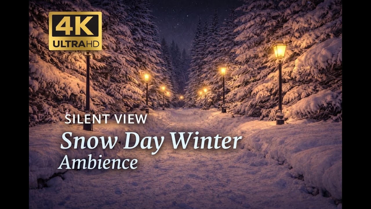 Snowy Night from a Cozy Bedroom Window ❄ 4K Relaxing Ambience – SILENT VIEW