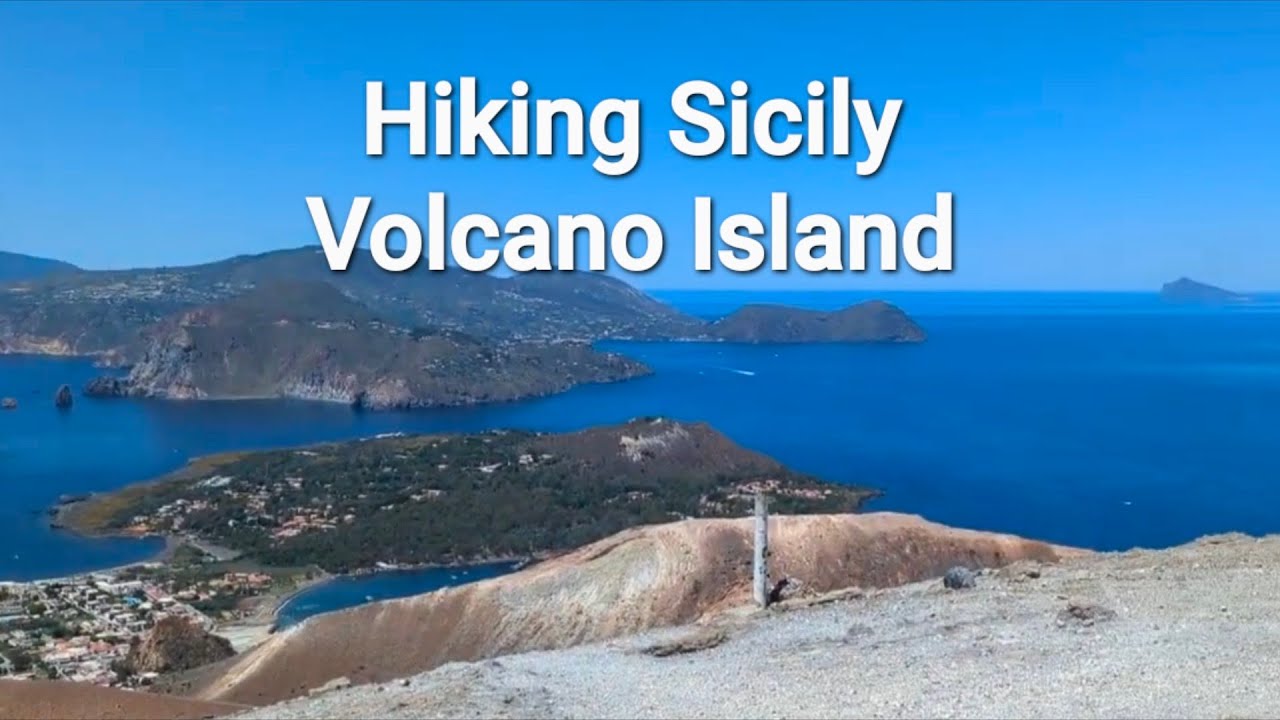 Hiking a Volcano on the island called Volcano off Sicily in Italy.