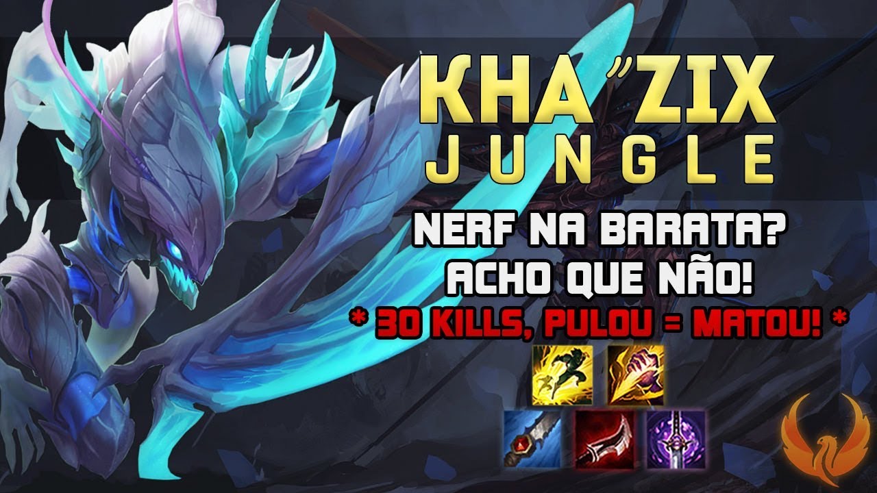 NERF NA BARATA? ACHO QUE NÃO! *30 KILLS, PULOU = MATOU!* - KHAZIX JUNGLE GAMEPLAY [PT-BR]