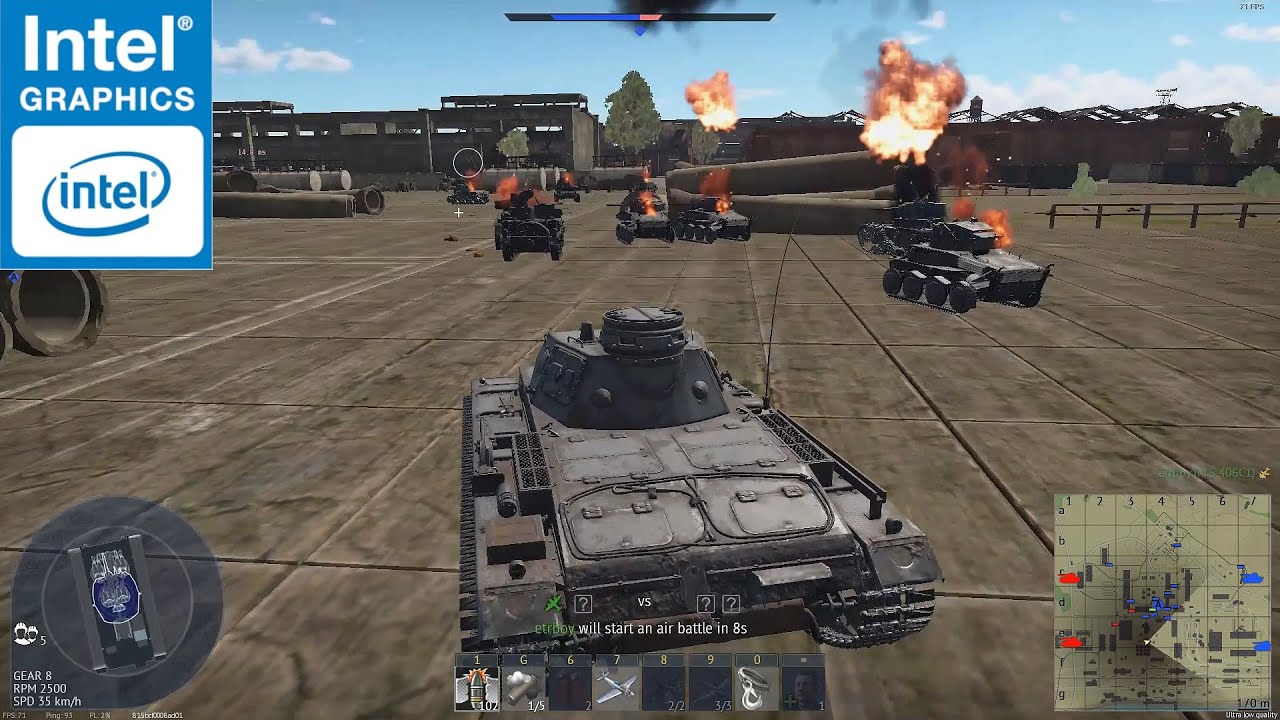 War Thunder: Gameplay - Intel Graphics UHD 630: CPU(10700K)