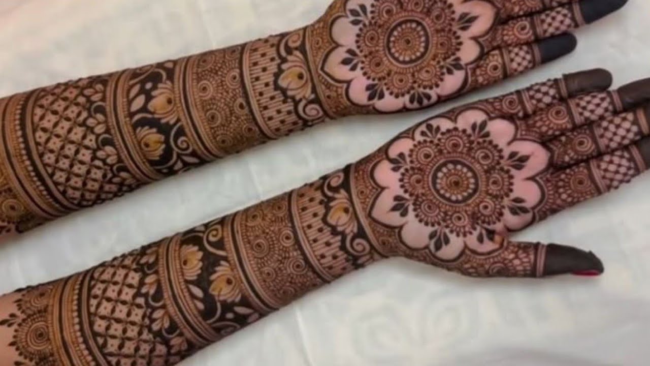 🍀✨️Elegant Full-Hand Bridal Henna – Floral + Geometric Fusion Design