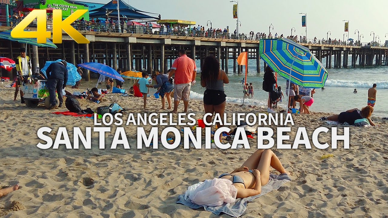 SANTA MONICA - Walking Santa Monica Beach Pier, Los Angeles, California, USA, Travel, 4K UHD