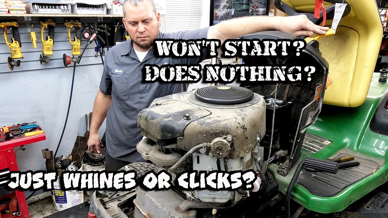 John Deere Mower Won't Start / Turn Over, Just Clicks, Whines Or No Noise - How To Diagnose & Repair