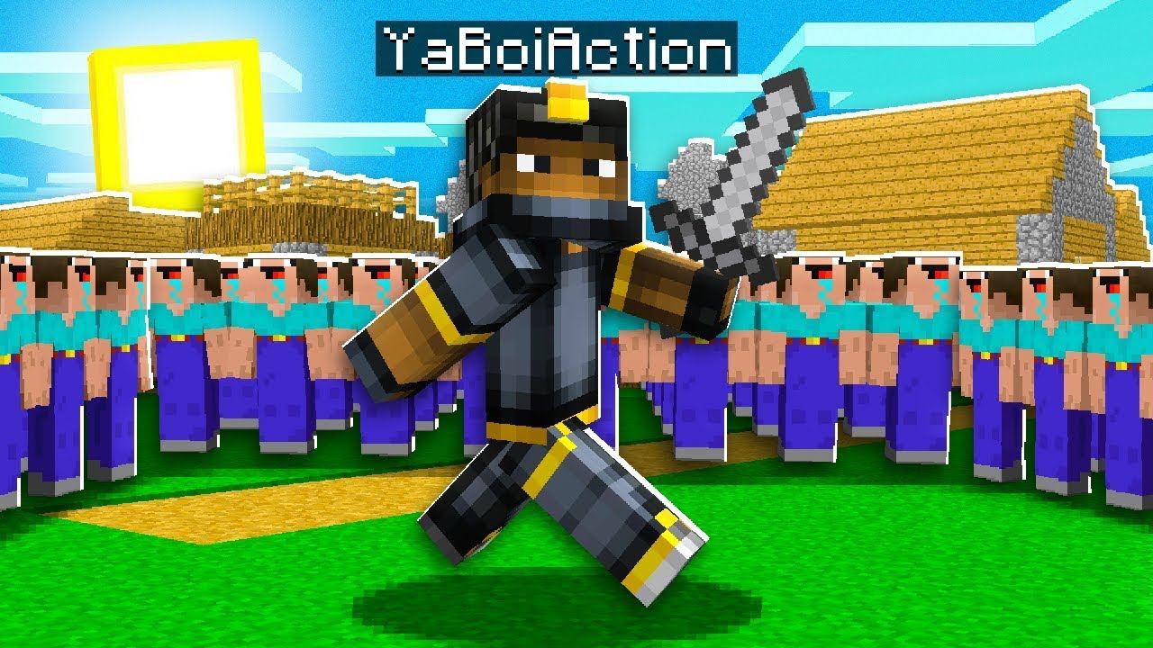I FOUGHT 100 NOOBS in Minecraft! (W/ YaBoiAction & Rickutto)