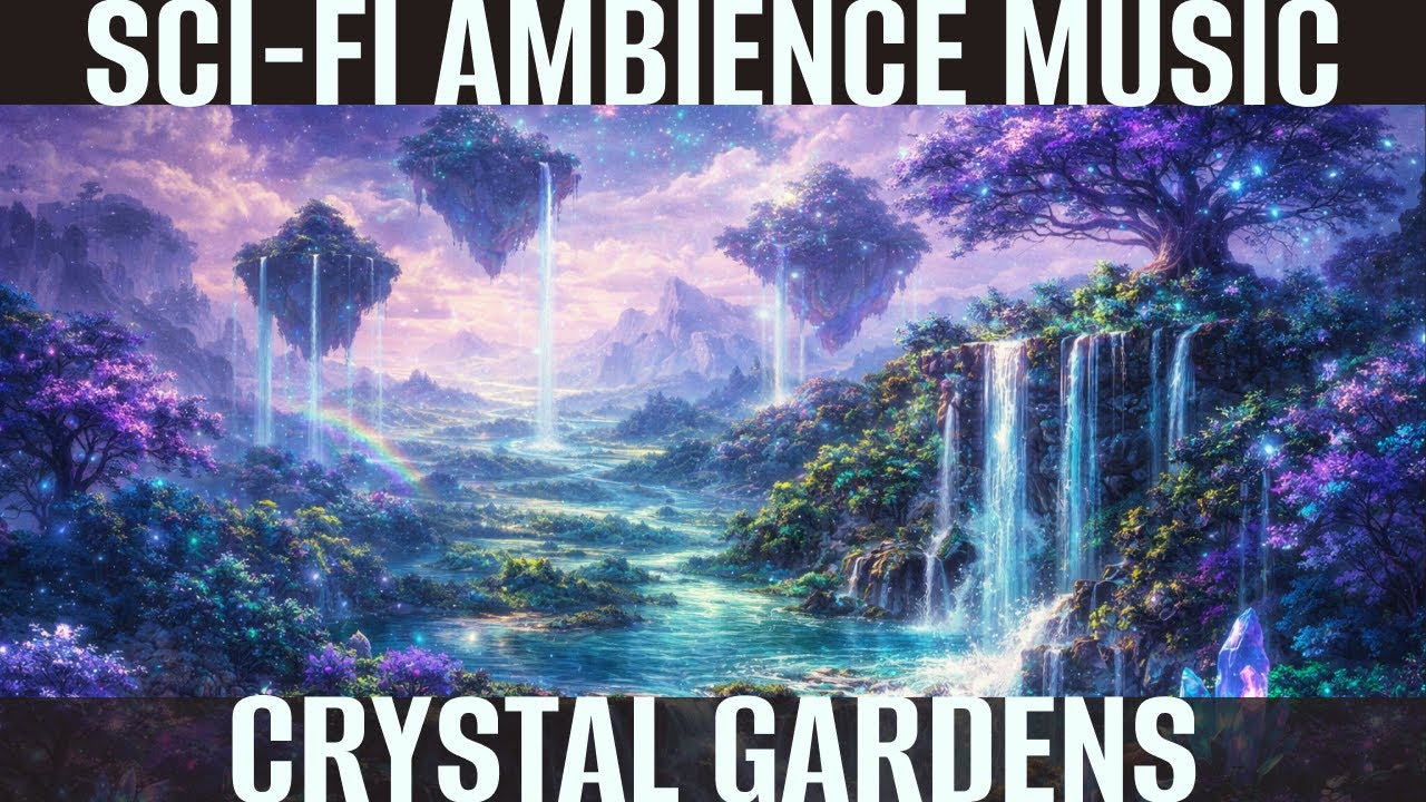 Ambience Sci-fi Tranquil | Glowing Crystal Gardens 4K