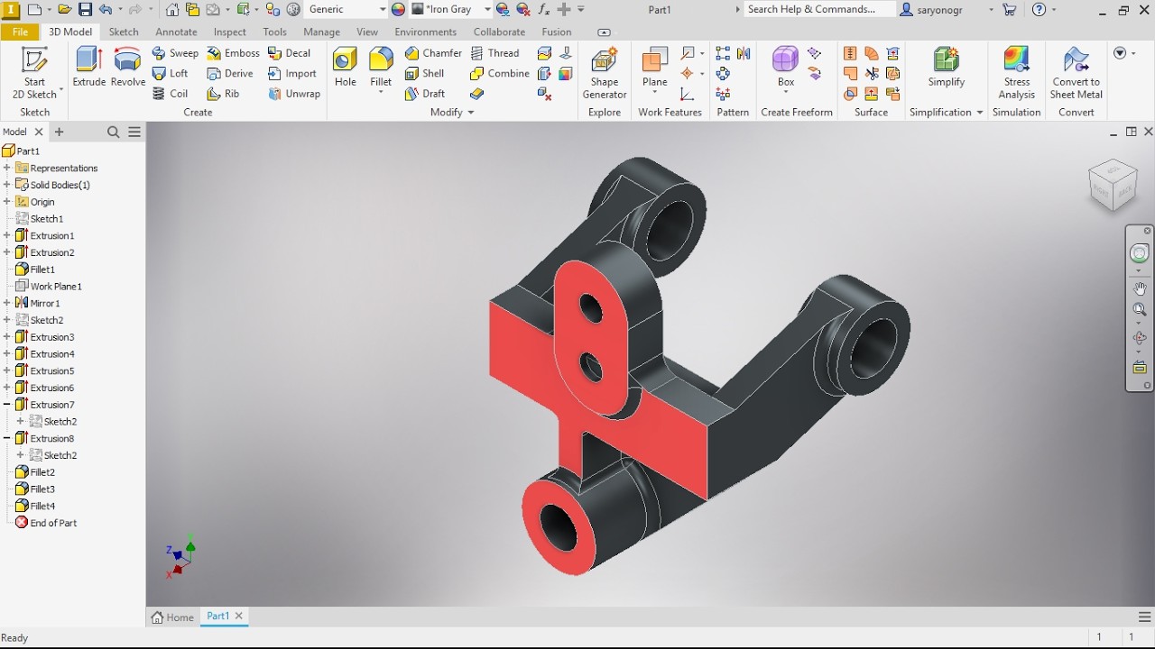 Worm Gear Bracket , Tutorial Membuat Part 3D Komponen Mesin dengan Inventor 2026 #inventor2026 #3d