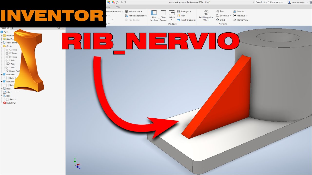 Como Crear RIB (Refuerzo) en Autodesk Inventor | Refuerzos Nervios