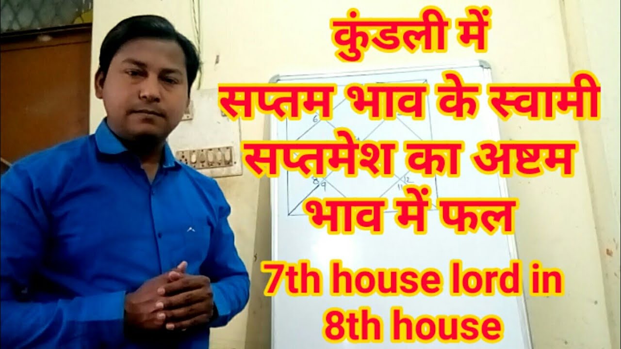 ज्योतिष में कुंडली में सातवें भाव का स्वामी सप्तमेश का अष्टम भाव में फल। 7th house lord in 8th house