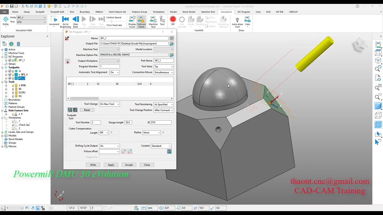 POWERMILL: DMU 50 eVolution and 3+2 Machining meaning