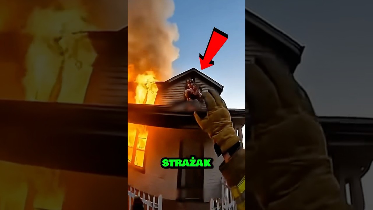The house caught fire... 🔥 A firefighter ran inside to get the girl and the cat 😱