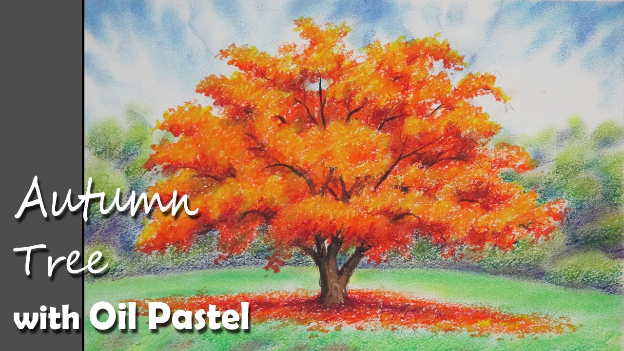 How to Paint An Autumn Tree with Oil Pastel | Lesson-1