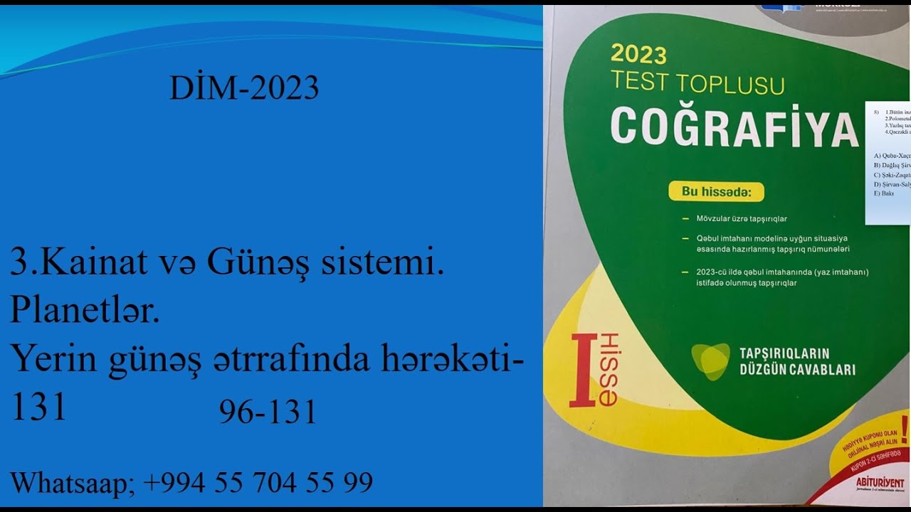 DİM 2023 3 Kainat və günəş sistemi Planetlər Yerin günəş ətrafında hərəkəti 131  96 131