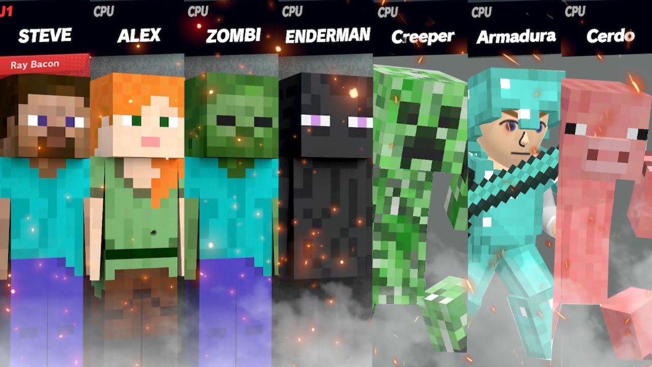 Probando a STEVE y a TODOS los de MINECRAFT en SUPER SMASH BROS Ultimate para Nintendo SWITCH