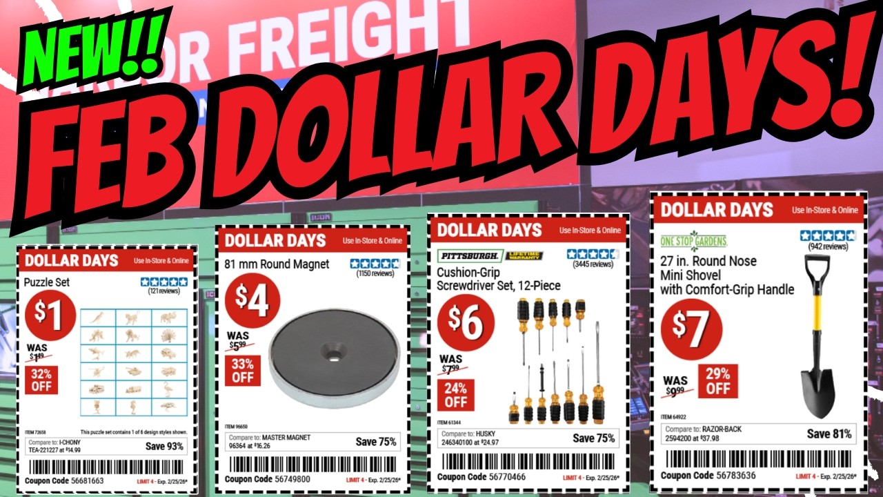 NEW Harbor Freight February Dollar Days!!