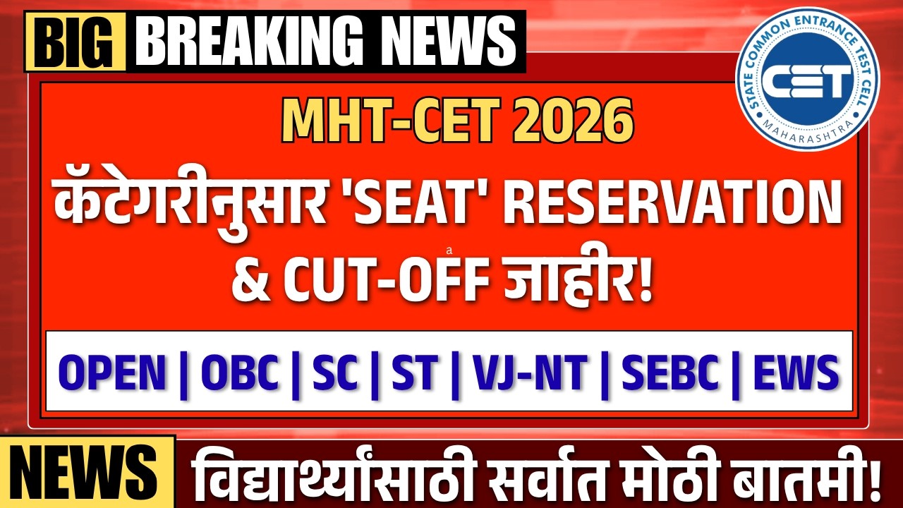 कॅटेगरीनुसार 'SEAT' RESERVATION & CUT-OFF जाहीर! For OPEN, OBC, SC, ST, SEBC & TFWS | TestWizer