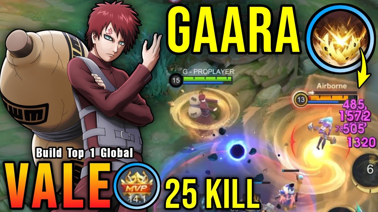 ONE SHOT DELETE!! Vale x Gaara Insane 25 Kills!! - Build Top 1 Global Vale ~ MLBB