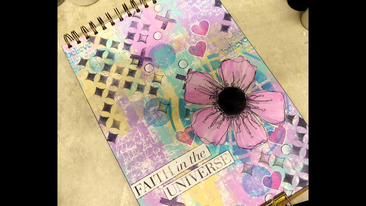 Creating a colourful art journal page, using PaperArtsy products