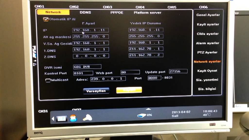 HB SERISI DVR KAYIT CIHAZLARI NETWORK AYARLARI