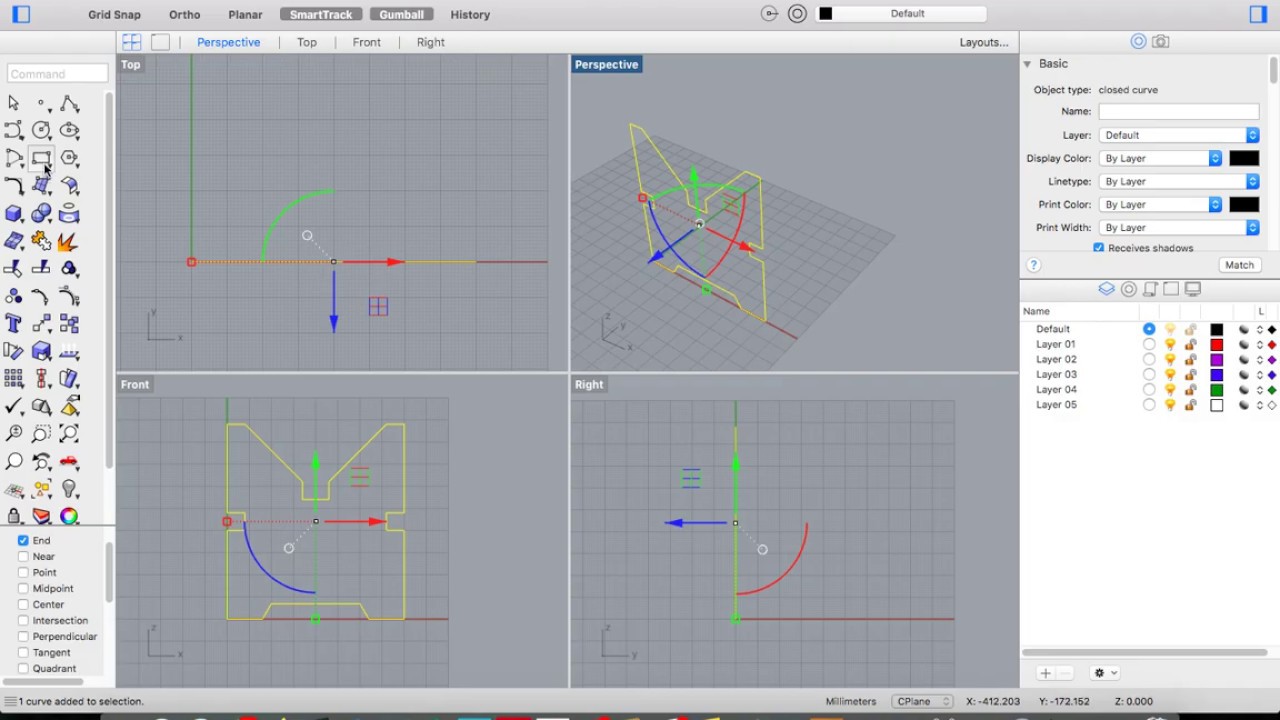 Modelagem 3D - Exercício de Extrusão Rhinoceros 5