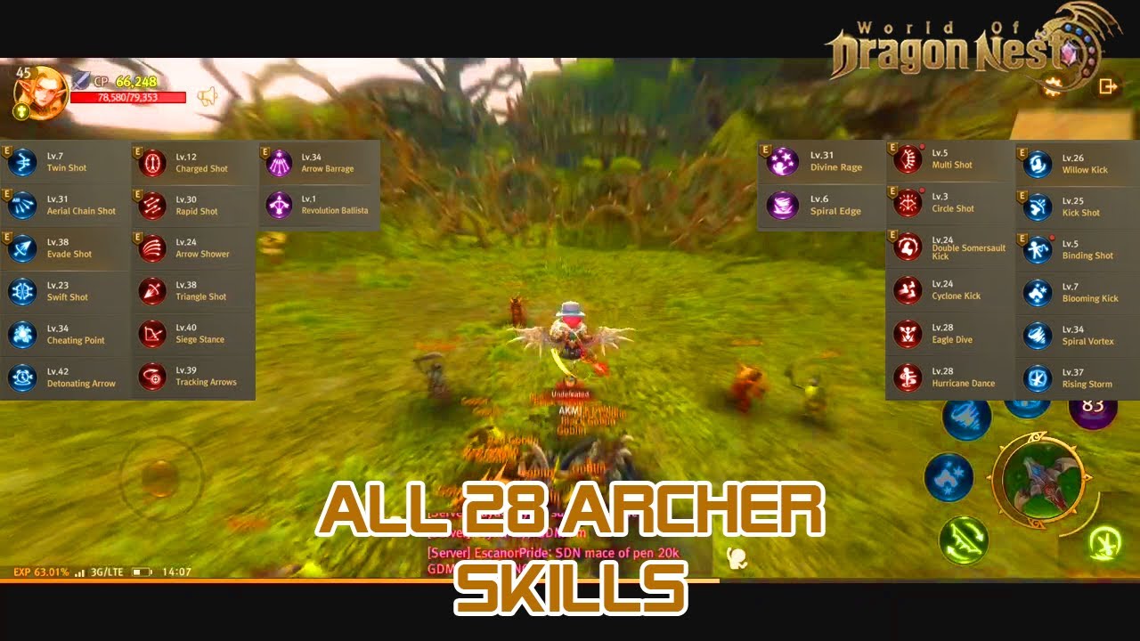 All Archer Skills - World of Dragon Nest (ENG)