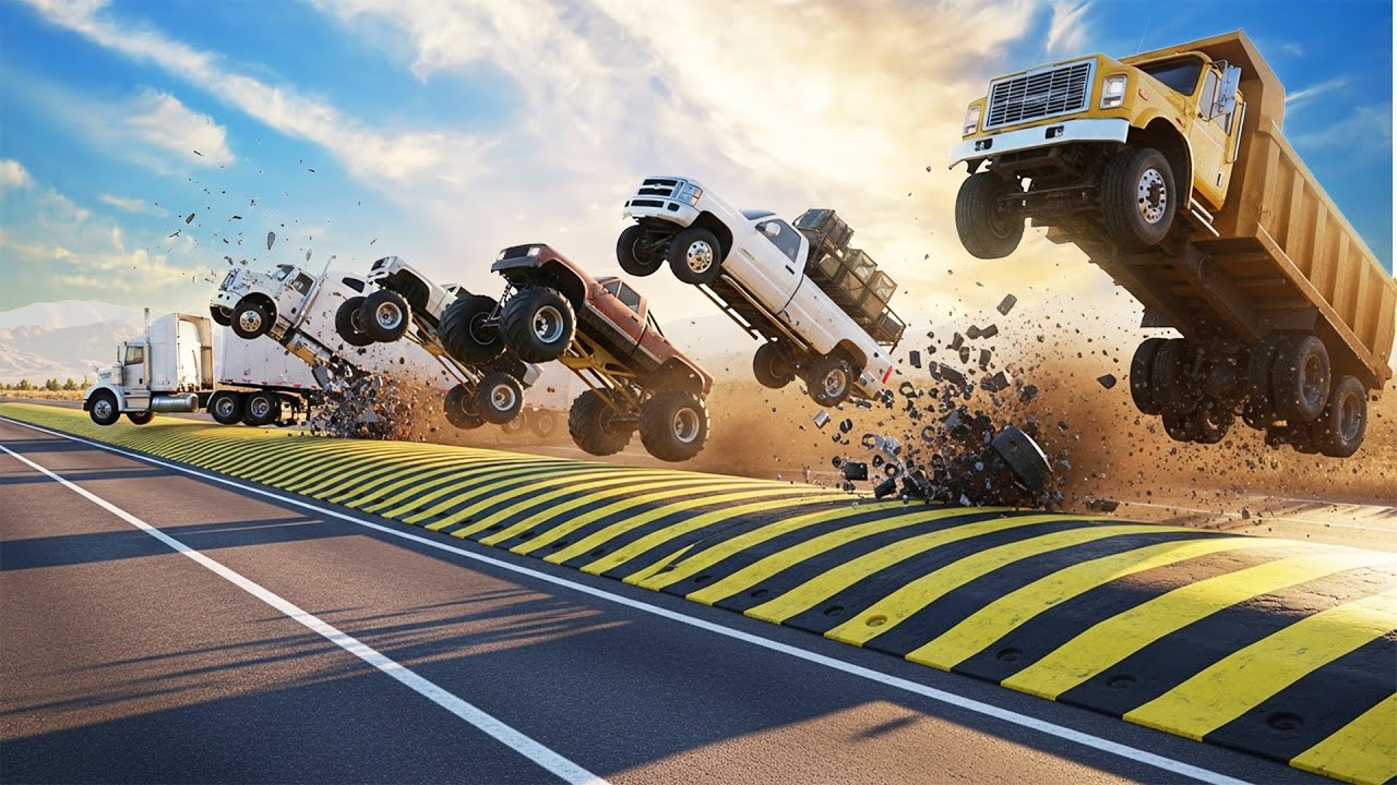 Trucks vs Speed Bumps #1 | BeamNG Drive | Spiderlord Official