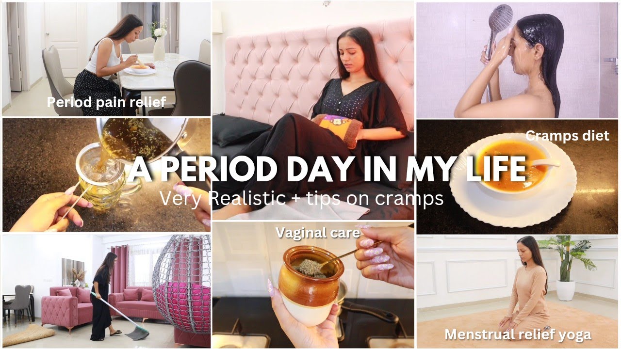PERIOD ROUTINE ☁ Realistic Period Tips + Advice & Healthly Diets on Cramps 🥗🍓 | VLOG | Gulguli Singh