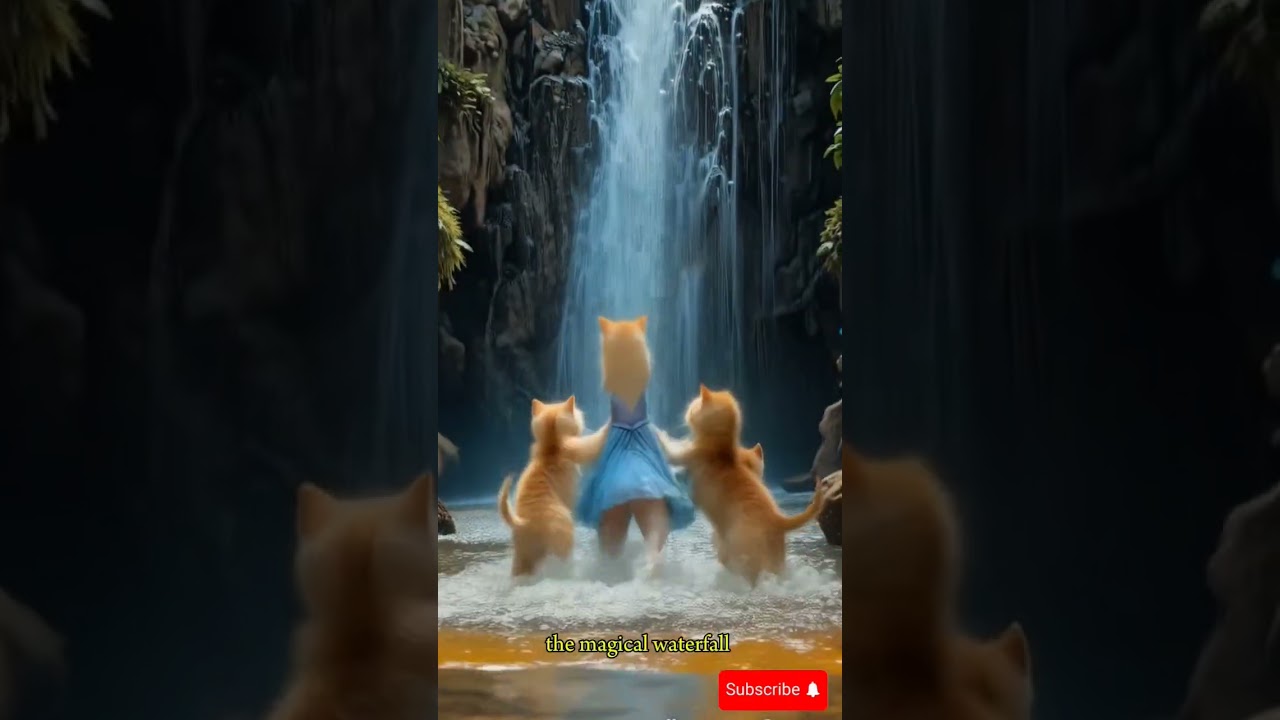Magical Waterfall: The Secret Morning Routine of a Cat Family👨&zwj;👨&zwj;👧&zwj;👧😻😻