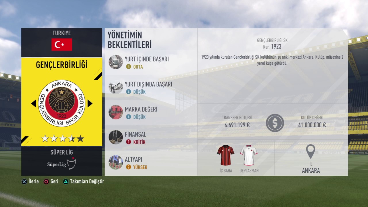 FIFA 17 S&uuml;per Lig Kariyer Modu