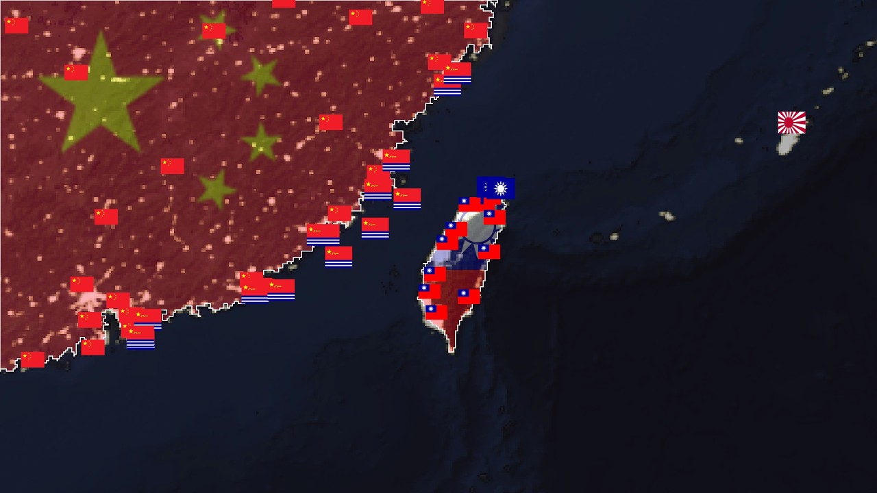 China vs Japan and Taiwan with and without flags units | No foreign help