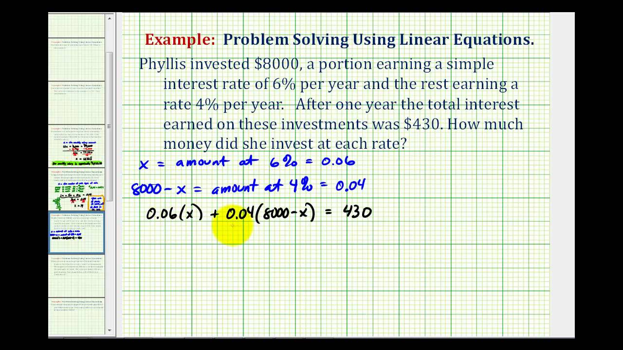 Ex:  Given the Interest, Find the Amount of Money in Two Accounts Earning Different Interest