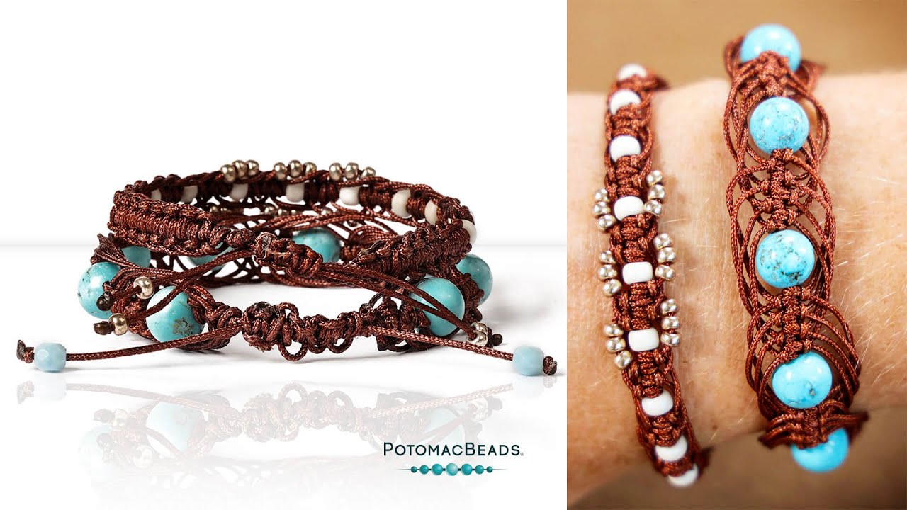 Herringbone Knotted Macrame Bracelet - DIY Jewelry Making Tutorial by PotomacBeads