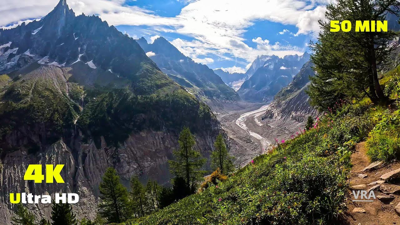Virtual Run 4k Grand Balcon Nord - Mont Blanc Chamonix France - Virtual Scenery for Treadmill