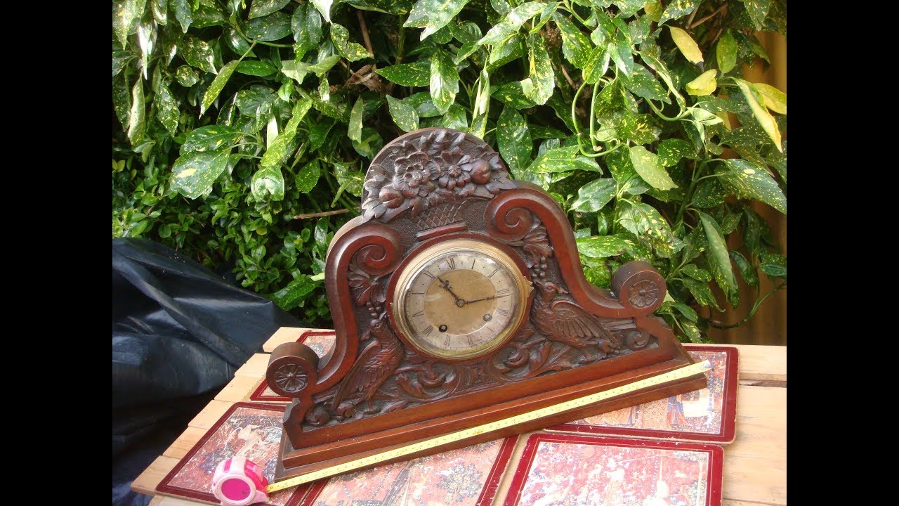 Vintage LENZKIRCH MOVEMENT TING TANG 2 GONG CHIME MANTLE MANTEL CLOCK  ANTIQUE