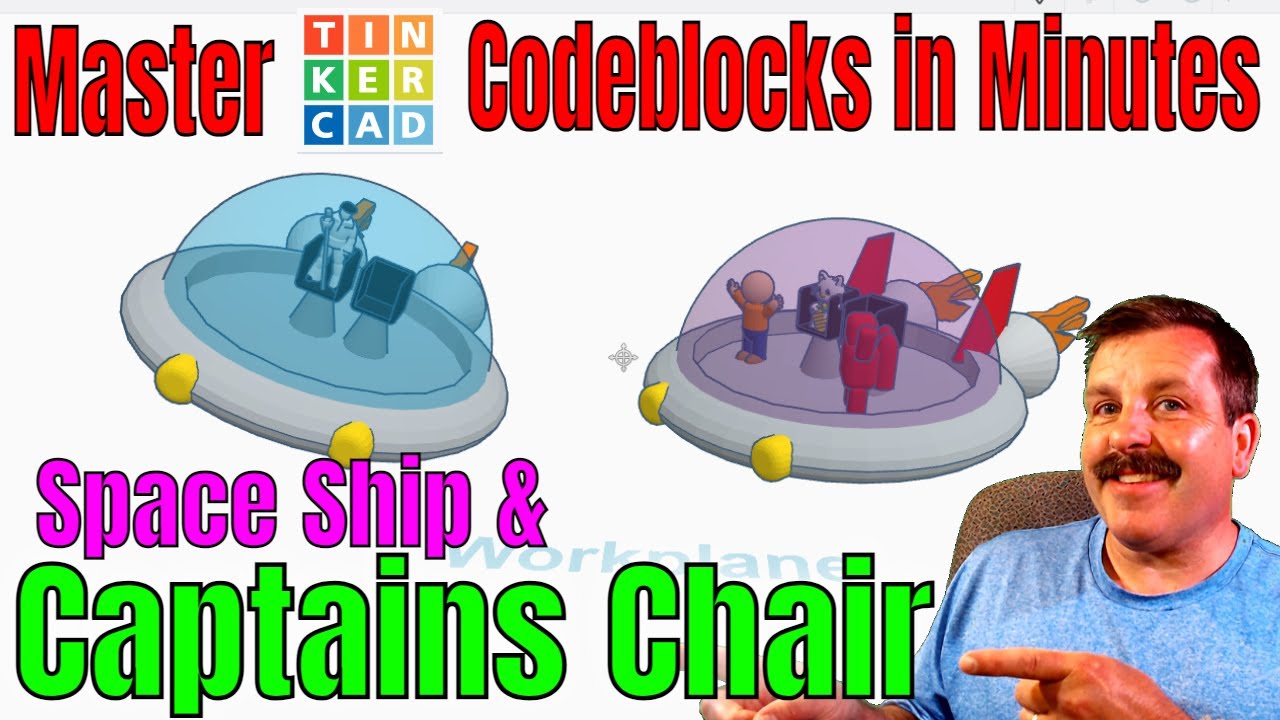 Капитанское кресло Tinkercad Codeblocks, космический корабль и команда Sweet Space