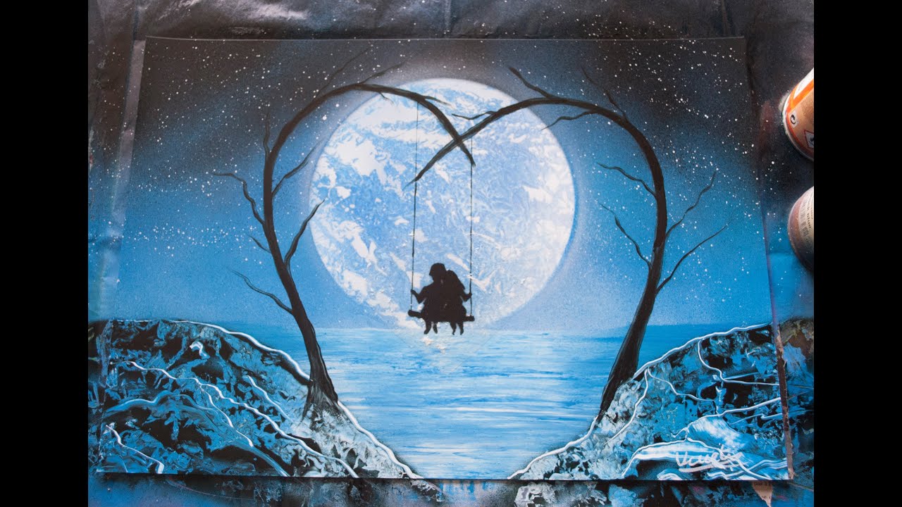 Couple, Valentine, Heart -Glow in the dark- SPRAY PAINT ART by Ucuetis