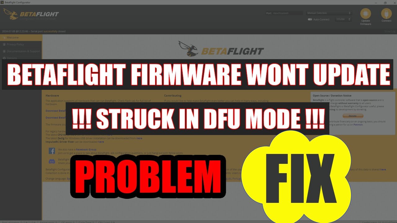 Betaflight firmware Won't Update problem fix| Struck in DFU Mode #betaflight #problem #fix #firmware