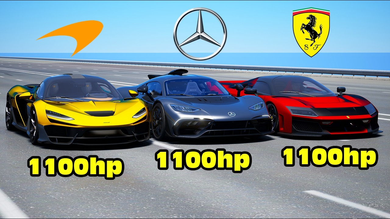 +1000HP Ferrari F80 vs McLaren W1 vs Mercedes AMG One DRAG RACE