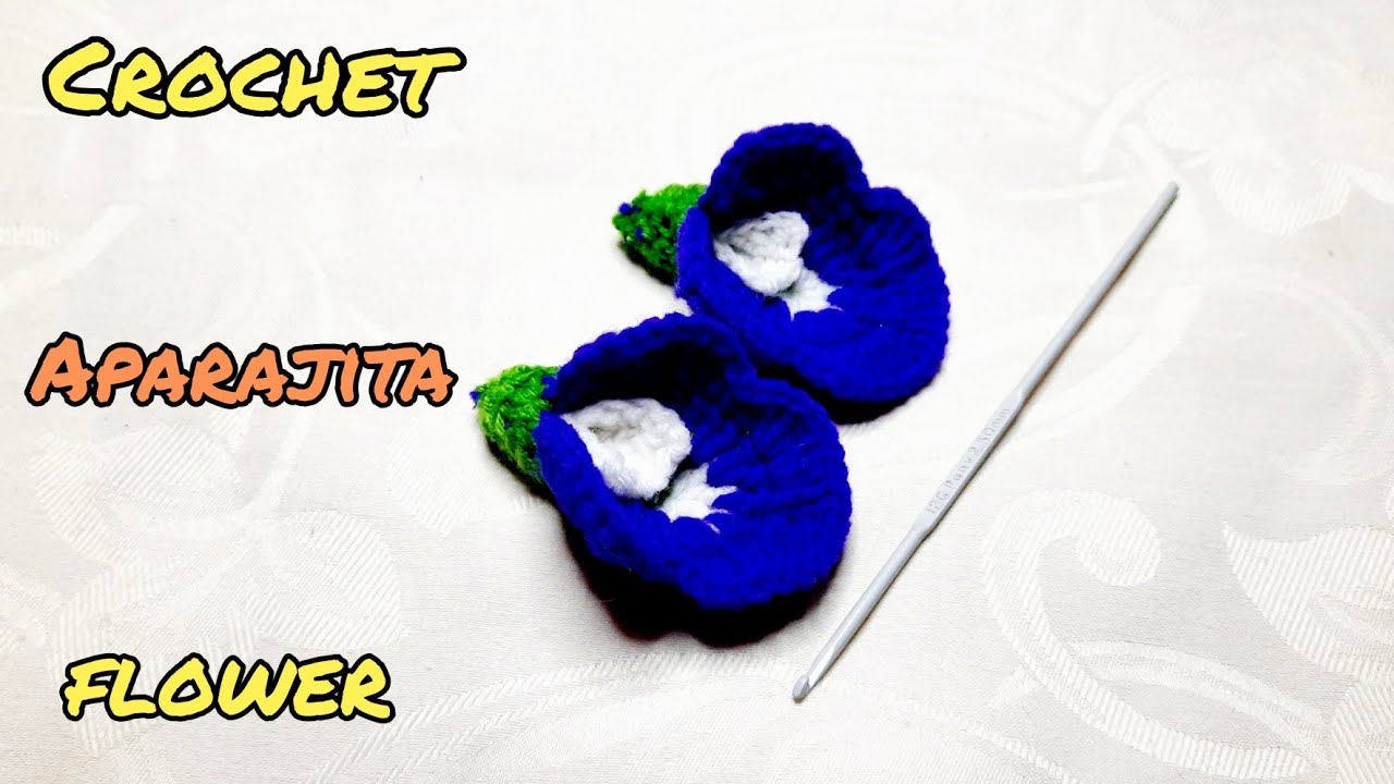 How to Crochet Beautiful Aparajita Flower/ Crochet Aparajita Flower Tutorial/কুশিকাটার অপরাজিতা ফুল