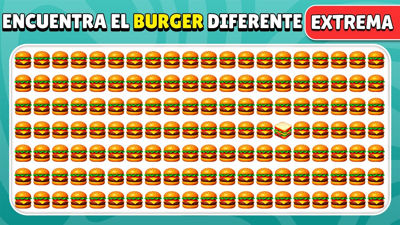 Encuentra el Emoji Diferente - Edición de Comida Chatarra EXTREMA 🍕🔥 | 40 Niveles | Quiz Conejito