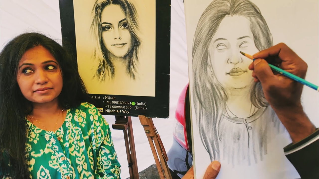 Street artist live portrait drawing 118