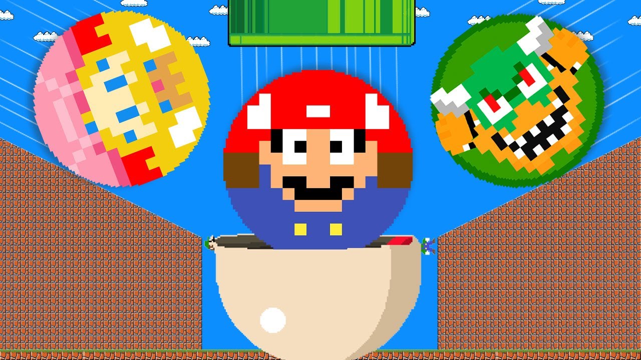 God Mode Luigi Big Mouth vs. Marble Race Mario, Peach and Bowser Calamity!