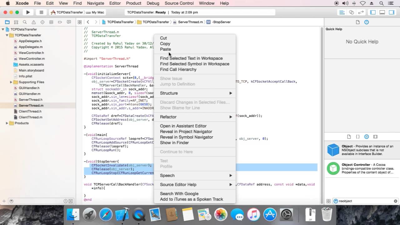 Objective-C TCP Socket: Step 5: Create Client Socket Thread