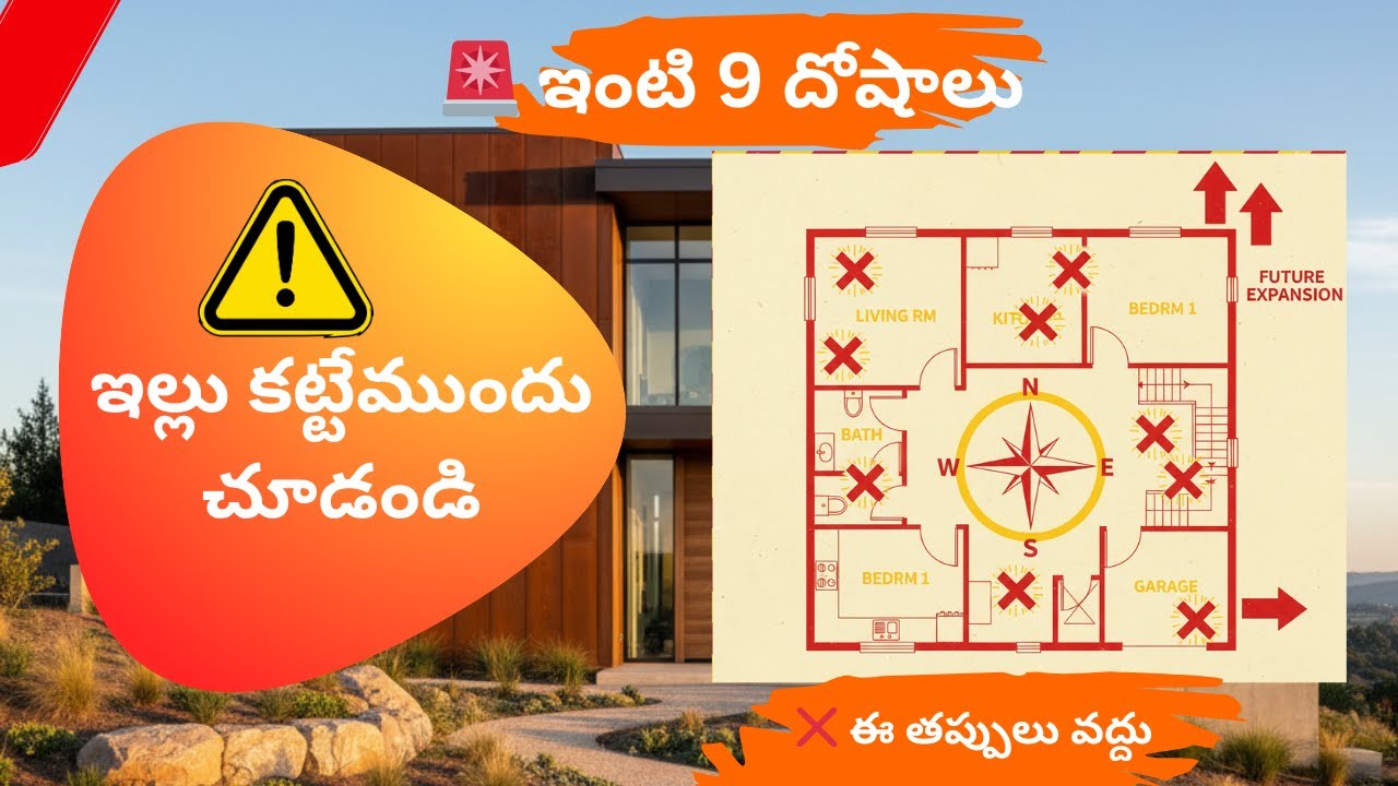 ఇల్లు నిర్మించేటప్పుడు జరిగే  ముఖ్యమైన 9 దోషాలు చూద్ధం | ఇవి చూసుకోకపోతే సమస్యలే!
