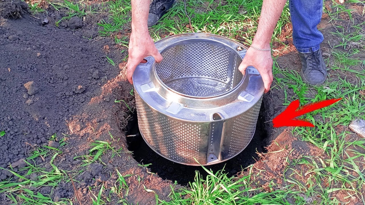 ¡IDEA BRILLANTE! Enterré un tambor de lavadora y mira lo que salió